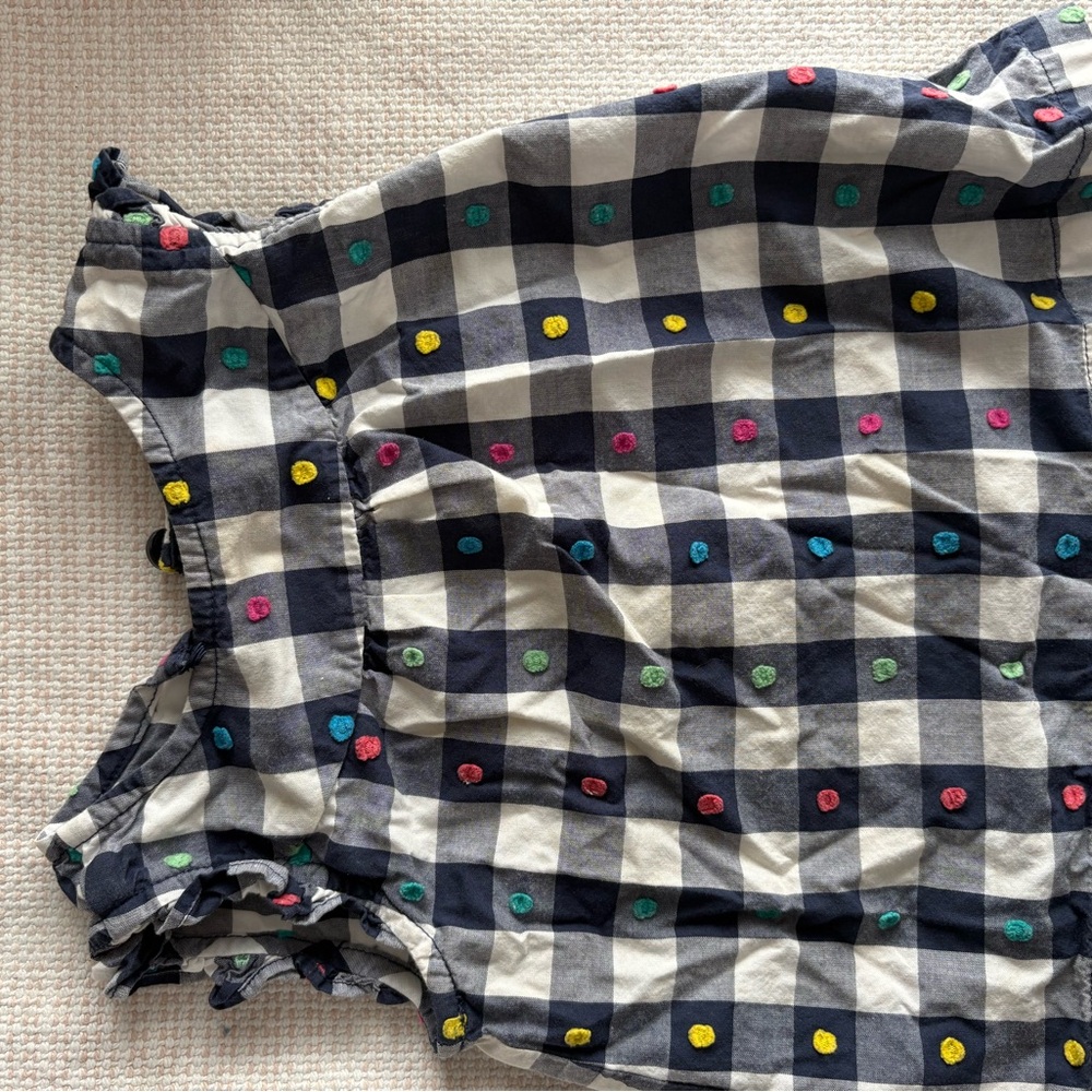 Hanna Andersson Navy Checkered Shirt with Colorful Accents